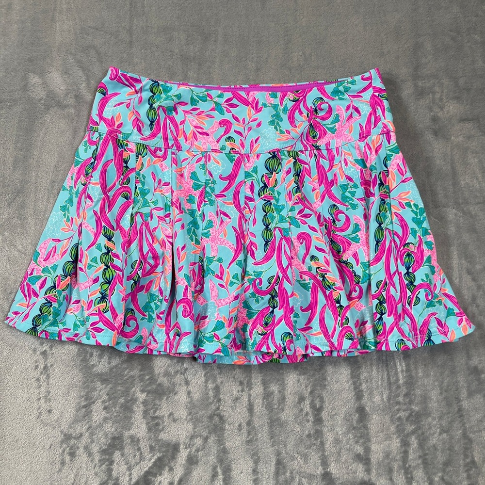 Lilly Pulitzer Luxletic Skort XS Pink Turquoise Starfish Tropical Pleated Mini